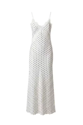 Polka Maxi Dress White