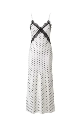 Polka Maxi Dress White Black